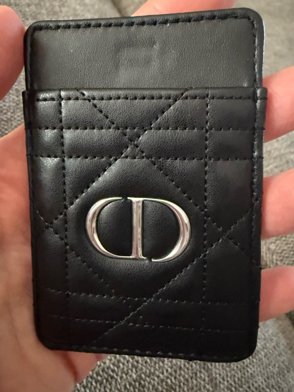 Dior Beauty Black Quilted Faux Leather Card Holder Mirror Phone New Authentic - Picture 9 of 16